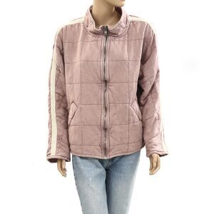 Free People Sports Rib Dolman Quilted Jacket Top Oversized Zip-Up L NWD 284969